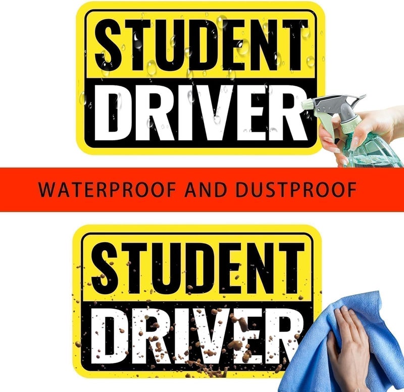 Foweroty 1|2|3|4 Pack Student Driver Sticker Magnet for Car, Weather-Resistant, Reflective, 5.71"*3.54" - Golden Ratio Dimension, 4pcs（Yellow/Black-Student） - Image 4